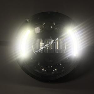 Фары LED 4 , чёрные с дхо + поворотник 2121-2131 /Нива/, ВАЗ 2101, 2102 (комплект 2 штуки)